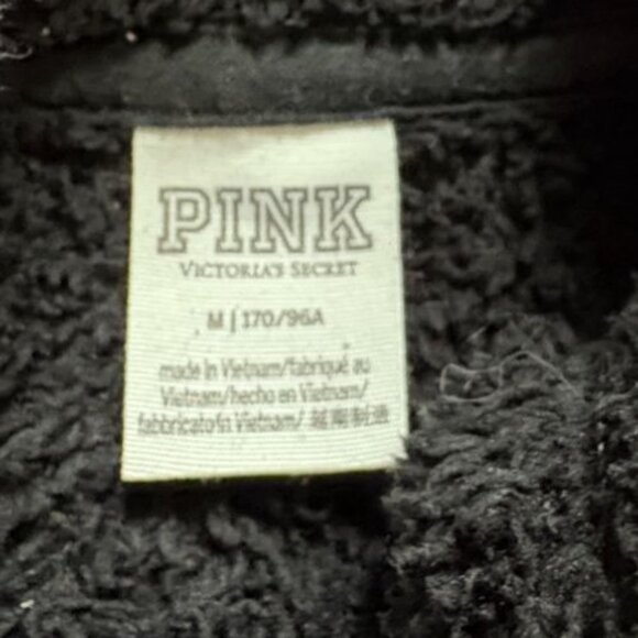 PINK Victoria's Secret Teddy Bear Sherpa Hoodie/Sweatshirt-Black-M-GUC - Picture 3 of 5